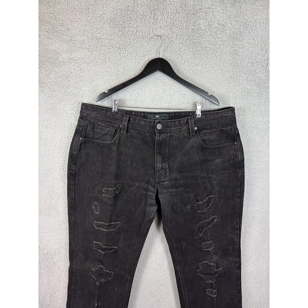 Jordan Craig Raphael Jeans Mens 40x32 Black Charcoal Distressed Tapered Denim